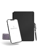 Rocketbook PRO 2.0 Wiederverwendbares Digitales Notizbuch A4 Schwarz Elektronischer Notizblock mit 20 Blatt Liniert und mit Punktraster, Hardcover Veganes Leder mit inkl. Pilot Frixion Stift